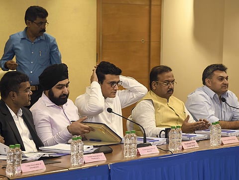 BCCI President Sourav Ganguly (C) during the meeting at BCCI headquarters. (Photo | PTI)