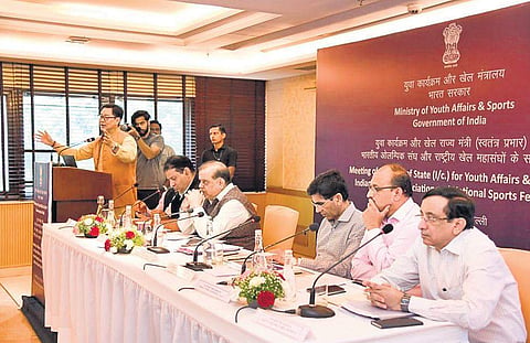 Sports Minister Kiren Rijiju in a recent meeting with national sports federations