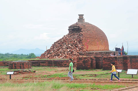 Tourists visit 2000 year old Maha Stupa, which was collapsed in heavy rain,  at Thotlakonda in Visakhapatnam  (File Photo | G Satyanarayana, EPS)