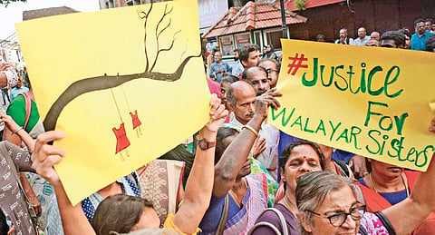 Various organisations protest at Kidson Corner at Mananchira in Kozhikode, demanding justice for the  girls in the Walayar case | Manu R Mavelil