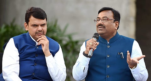 Maharashtra finance minister Sudhir Mungantiwar along with CM Devendra Fadnavis. (File Photo | PTI)