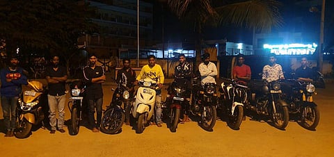 The 11 bikers who were nabbed for doing wheelies on Monday evening |  express
