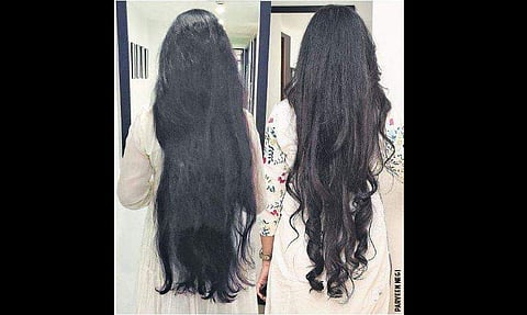 Before and after hairstylist Dar Barot’s signature long-layered haircut. (Photo | Parveen Negi)