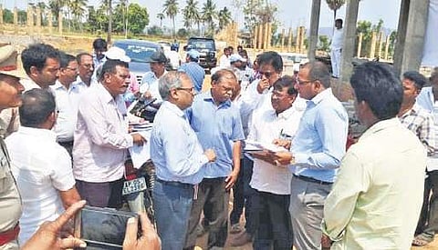 A team of Polavaram Project Authority inspecting a rehabilitation colony  for the project oustees in West Godavari district on Thursday I Express