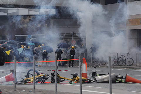Violence gripped Hong Kong after thousands swept into the streets triggered by government's decision to invoke a colonial-era law.( Photo | AP )