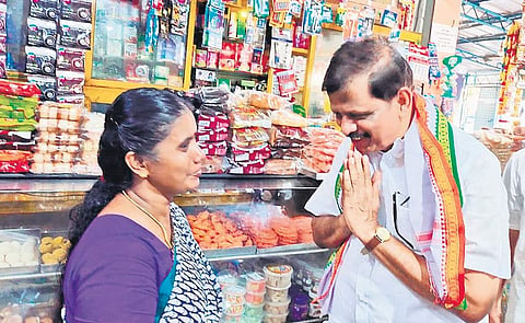 Congress candidate K Mohankumar interacts with voters in Vattiyoorkavu during campaigning for the  by-election  | EXPRESS
