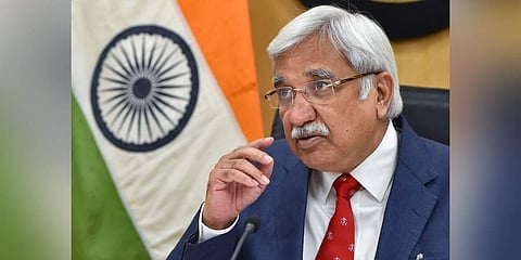 Chief Election Commissioner Sunil Arora speaks during a press conference to announce the schedule for Jharkhand Assembly polls, at Nirvachan Sadan in New Delhi. (Photo |PTI)