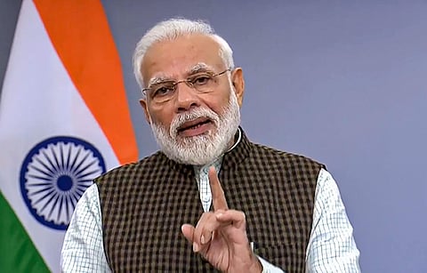 Prime Minister Narendra Modi addressing the nation after the Supreme Court's Ayodhya verdict. (Photo | PTI)