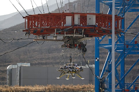 China has invited international observers to the test of its Mars lander as it pushes for inclusion in more global space projects. Thursday's test was conducted at a site outside Beijing simulating conditions on the Red Planet, where the pull of gravity i