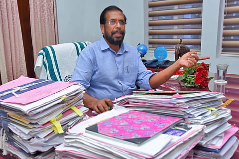 K Sreekumar, the newly elected Mayor of Thiruvananthapuram  Corporation at his office on Wednesday. (Photo | BP Deepu, EPS)