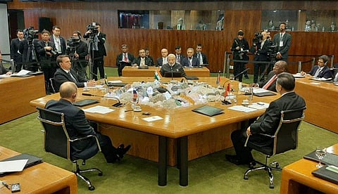Prime Minister Narendra Modi at the 11th BRICS Summit. (Photo | Twitter)