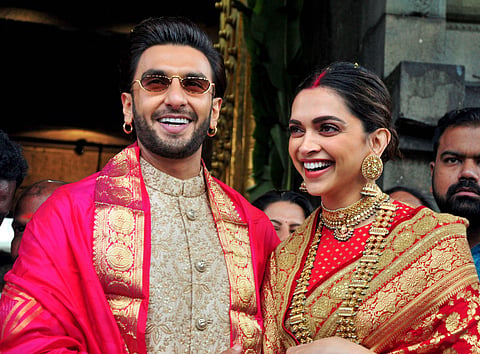Bollywood actors Ranveer Singh and Deepika Padukone at Tirumala Tirupati Temple on their first wedding anniversary in Chittoor district of Andhra Pradesh. Here is how the 'Deepveer' love story unfolded. (Photo | PTI)