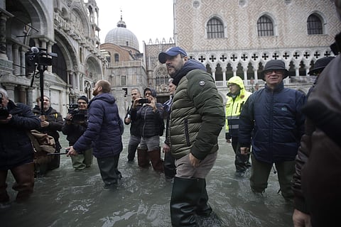 Waters are rising in Venice where the tide is reaching exceptional levels just three days after the Italian lagoon city experienced its worst flooding in more than 50 years.  (Photo | AP)