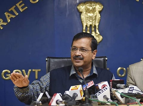 Delhi Chief Minister Arvind Kejriwal addresses a  press conference at Delhi Secretariat in New Delhi on Friday. | (Photo | Parveen Negi/EPS)