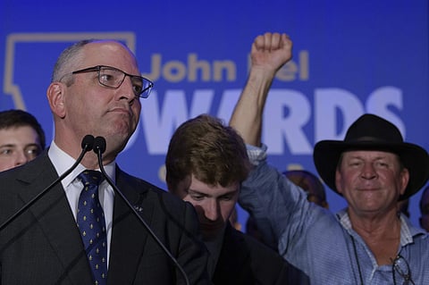 Louisiana Governor John Bel Edwards arrives to address supporters. (Photo | AP)
