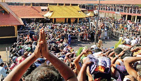 The two-month-long Sabarimala temple festival officially opened for pilgrims on Sunday at 5 am. (Photo | Manu R Mavelil, EPS)