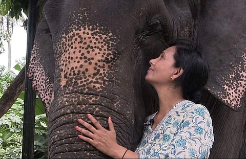 Sangita Iyer with a jumbo