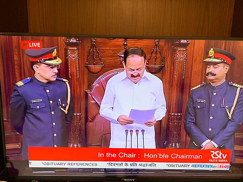 Rajya Sabha marshals' uniform changes to military green. (Photo | IANS)