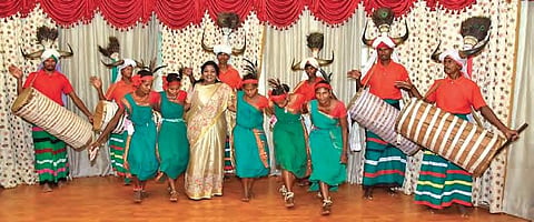 Governor Tamilisai Soundararajan dances with tribals at Raj Bhavan on Tuesday