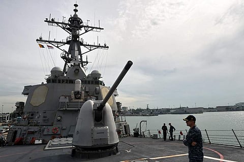 'The MK-45 Gun System will provide the capability to conduct anti-­surface warfare and anti-air defence missions while enhancing interoperability with US and other allied forces,' the notification said. (Photo | AFP)
