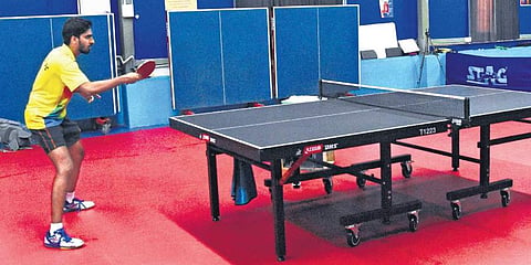 India paddler G Sathiyan (L) during a training session in Chennai. (Photo | Ashwin Prasath, EPS)