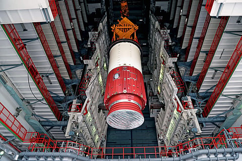 Indian Space Research Organisation's Polar Satellite Launch Vehicle PSLV-C47 carrying Cartosat-3 R at Sriharikota in Nellore district of Andhra Pradesh. (Photo | Twitter)
