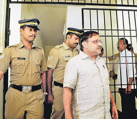 File photo of TO Sooraj, former Public Works Department secretary and an accused in the Palarivattom flyover graft case, being brought to the Vigilance Court, Muvattupuzha, on Thursday | A Sanesh