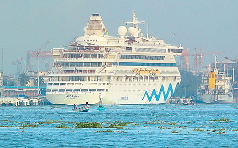 The arrival of Italian cruise vessel AIDAvita marks the commencement of cruise season. The luxury vessel with 1,181 tourists made port of call in Kochi on Tuesday  | Arun Angela