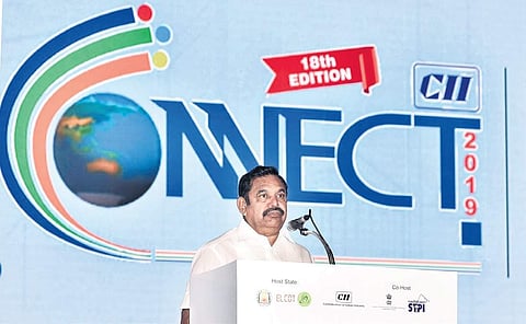 Chief Minister Palaniswami speaking at the inaugural session of 18th edition of Connect 2019 in Chennai on Thursday | P jawahar