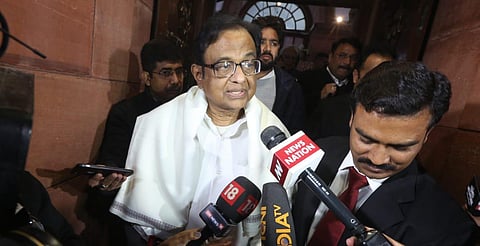 Senior Congress leader P Chidambaram leave Parliament after the Citizenship Amendment Bill was passed on Wednesday.  (Photo | Shekhar Yadav, EPS)