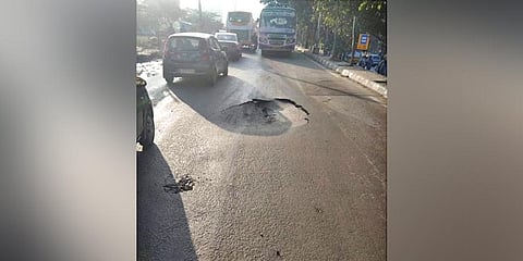 Road near Alpine Apartments at Doddanekundi in K R Puram.