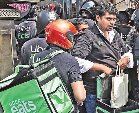 Uber delivery persons at a restaurant in Thiruvananthapuram (file pic)