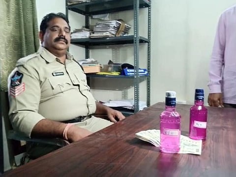 Sleuths of ACB successfully trapped G Veerraaju Head Constable and Station writer at Maddipadu PS while the accused was accepting Rs 5K bribe for doing an official favor to a transport company manager and was arrested on Tuesday. (Photo | EPS)