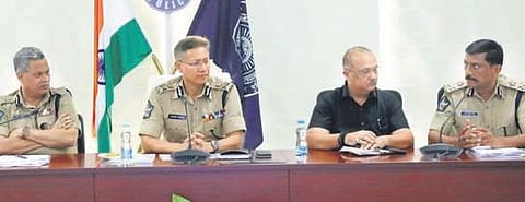 DGP D Gautam Sawang conducted a workshop on Disha Act with SPs at the police headquarters in Mangalagiri on Tuesday. (Photo | EPS)