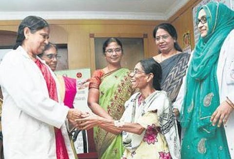 Doctors interact with the Rathi after 20kg of her tumour was successfully removed | ASHWIN PRASATH