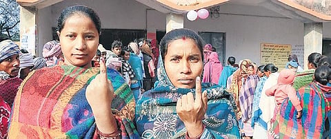 Women voters in Godda, Jharkhand. 