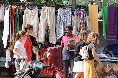 Shops that have sprung up at Fort Kochi in view of Cochin Carnival. (Photo | A Sanesh, EPS)
