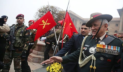 Army chief General Bipin Rawat inspects a Guard of Honour on his last day of as the chief of Army staff, as he assumes  new role of as Chief of Defence staff. (Photo | Shekhar Yadav, EPS)