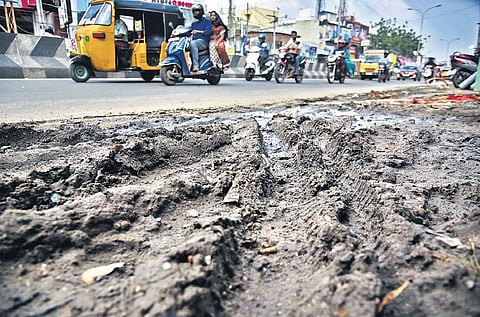 Just potholes, no roads here