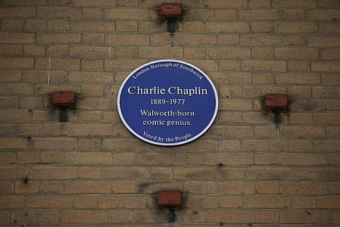 A Blue Plaque about Walworth-born comedian and actor Charlie Chaplin is seen near East Street Market in south London on September 1, 2017.  (Photo | PTI)