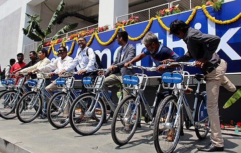 Chennai Smart City’s cycle-sharing system. (Photo | Debadatta Mallick)