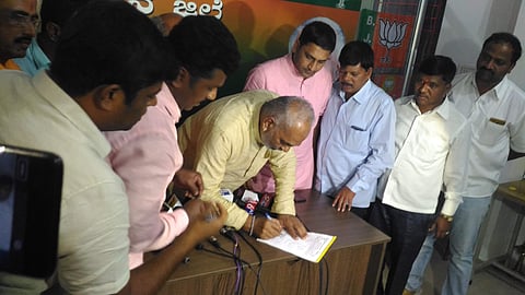 A Manju decided to join the BJP before announcing his candidature for Hassan MP constituency. (Photo | EPS)