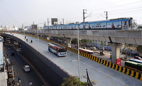 The flyover leads from LB Nagar to Chintalkunta check post which will reduce the time travel to the people heading to Vijayawada in Hyderabad. (Express | R Satish Babu)