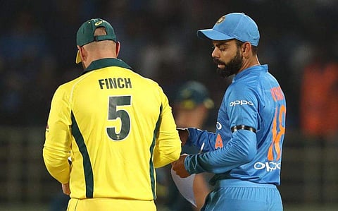 Australia captain Aaron Finch along with Virat Kohli (ICC Twitter)