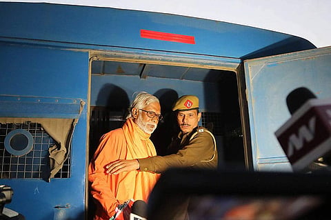 Swami Aseemanand coming out of jail. (Photo | EPS)