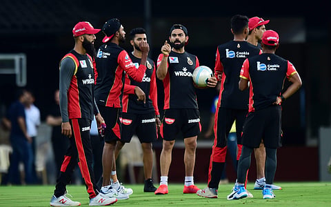 Skipper of Royal Challengers Bangalore RCB Virat Kohli along with teammates at a practice session ahead of IPL 2019 in Chennai Thursday March 21 2019. | PTI