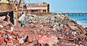 Sea erosion has affected the Valiyathura coastal region. More than four lanes of houses were lost in the erosion in the past five years  B P Deepu