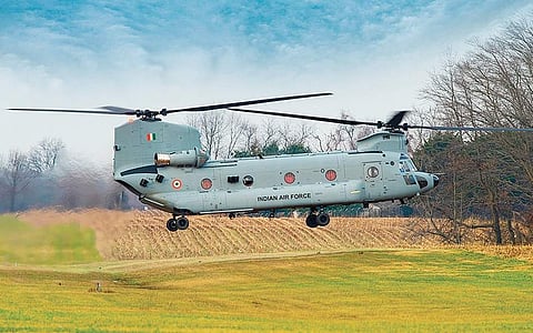 The heavy lift US-made Chinook helicopter. | Express Photo Services