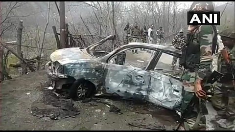 CRPF sources say 'prima facie blast in the car seems to be a cylinder explosion. (Photo|ANI)