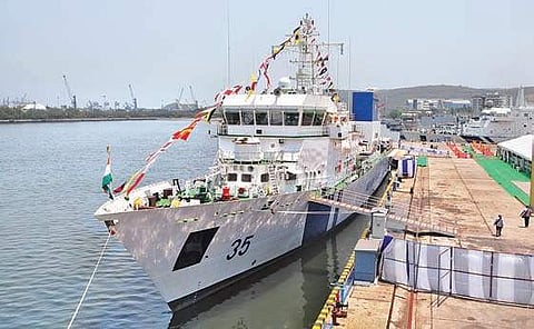 Indian Coast Guard patrol vessel Veera commissioned at Naval Jetty in Vizag  on Monday | G satyanarayana
